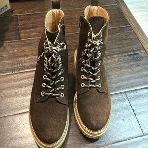 Anthropologie Maeve Combat Hiker Lace Up Suede Boots